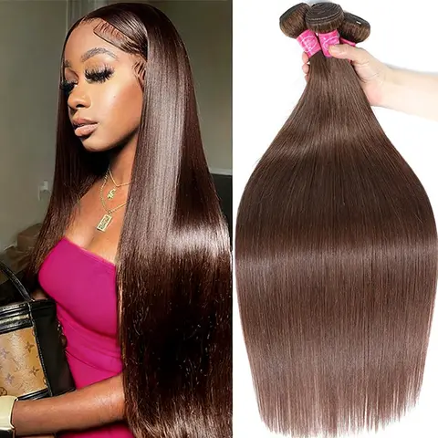 BINF #4 Silky Soft Virgin Human Hair Bundles - Unprocessed Brazilian Remy Sew in Glossy Hair Bundles with 13x4 Frontal, 1/3/4 Quick Weave, 95-100g Full Density #1b Straight for Wedding, Travel