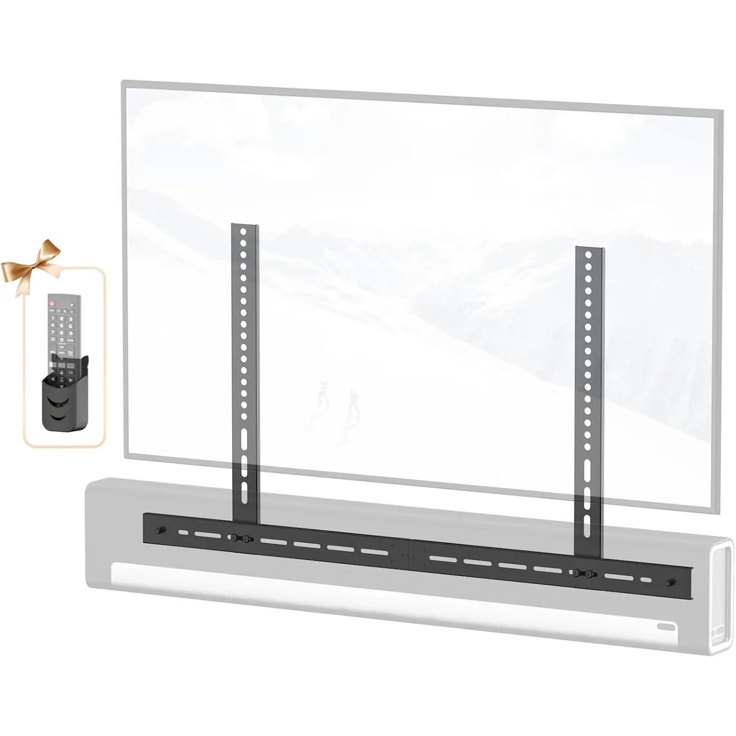 Sturdy Metal Height-Adjustable Soundbar TV Mount for Sonos Playbar, 200mm to 665mm Fit, Durable Design, Under/Below TV Installation, Included Hardware Kits, Easy Setup, Black, Above Tv