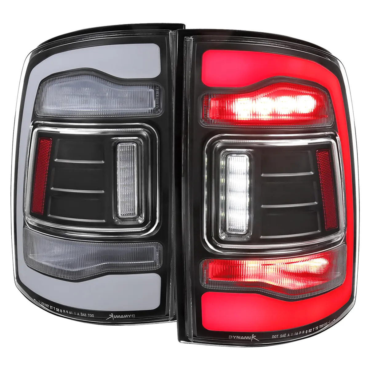 2013-2018 RAM 1500/2500/3500 Sequential Signal LED Tail Lights (Matte Black Housing/Clear Lens), Led Signal Lamp, Rear Taillights