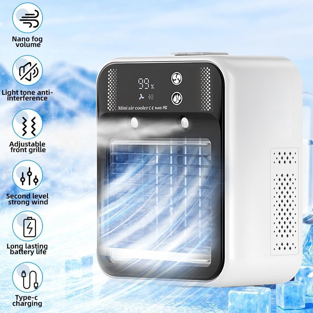 【FathersDayGift】 Portable Air Conditioner Mini Personal ac Unit Upgraded Air Cooler Cooling Fan Small Air Conditioner 2 Speed Cool Mist & Speeds for Room Office Camping Car