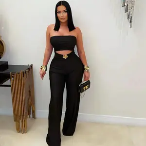 Honesdale Solid Color Sleeveless Backless Streetwear See Through Jumpsuit