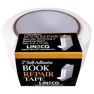 Self-Adhesive Book Repair Tape for Book Spine, Pamphlets, Paper Pages, Non-Yellowing, Strong, Neutral pH Acrylic Adhesive, 2 Inch Wide, White