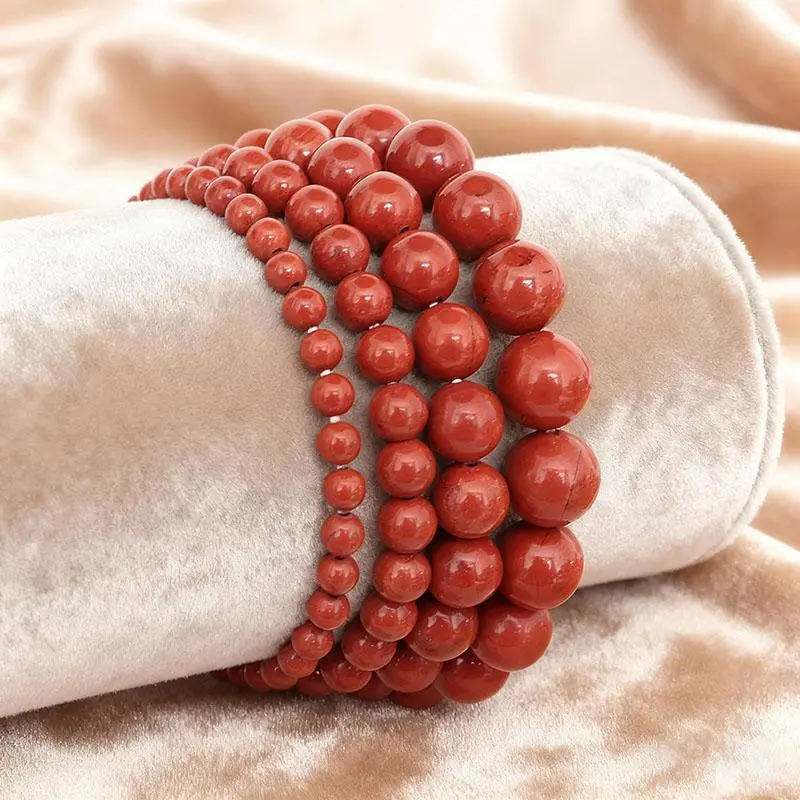 FASHION4U - Premium 4/6/8/10mm Coral Stone Bracelet Unisex  Handmade Beaded Strand Braslet New Year Festival Couple Hand Jewelry