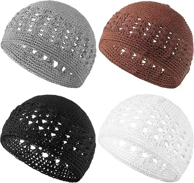 Kufi Hat for Men Knit Kufi Cap Crochet Beanie Skull Beanie for Men Women Winter Casual