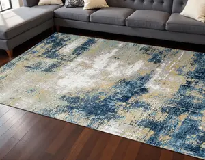 HomeRoots 569468 8 x 10 ft. Abstract Hand Knotted Rectangle Area Rug, Blue