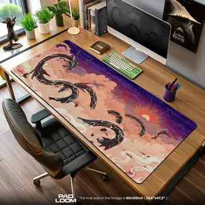 PKM Rayquaza Crimson Sky Mouse Pad Cozy Gaming Desk Mat Anime Setup Mat Mousepad Playmat Anime