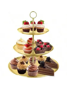 Stainless Steel 3-Tier Dessert Stand – Multi-Layer Fruit & Snack Serving Tray – For Home Kitchen, Cake Shop, Hotel & Banquet Hall – Beautiful for Food Display