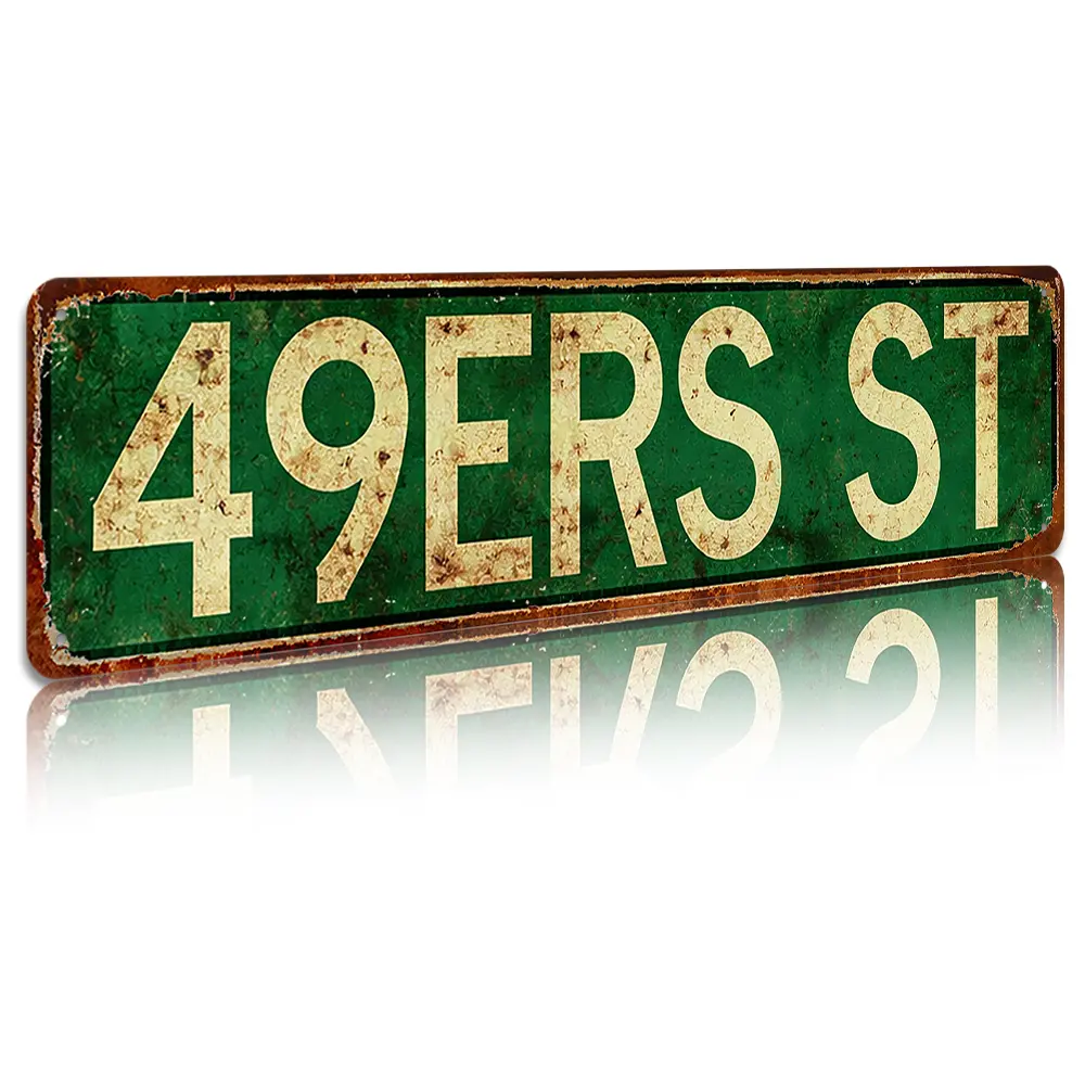 Vintage 49ERS ST Street Sign Rustic Metal 4x16 Inch Home Bar Pub Decor Yard Sign High-Quality Durable Pre-Drilled Easy Install Perfect Gift Signage Acrylic Plaque