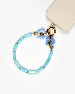 Aqua Tube Beads Phone Charm