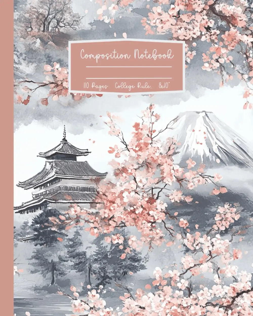 Japanese Cherry Blossom Composition Notebook: Pink Japan Themed College Rule Lined Journal; 8x10"