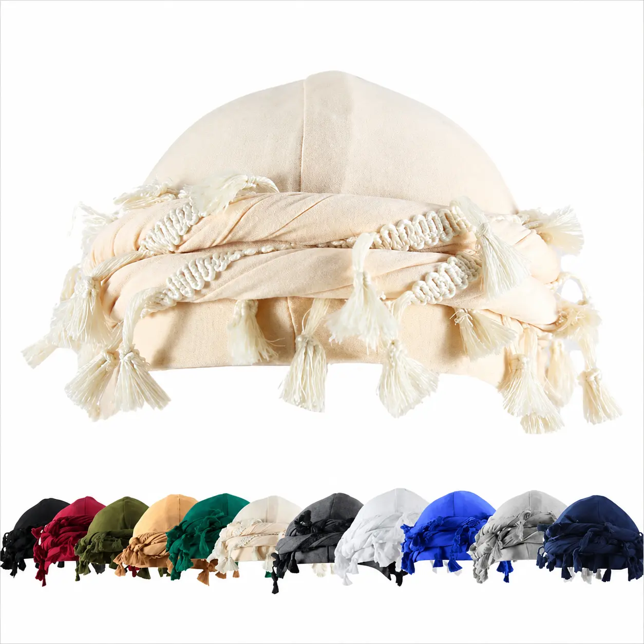 Turban for Men Women Vintage Twist Durag Head Wraps Satin Lined Halo Turban with Tassel Waves Braids
