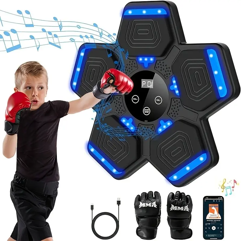 2025 Music Boxing Machine for Adults and Kids, Smart Bluetooth Boxing Machine with Boxing Gloves Wall Mounted, Music Boxing Target Workout Punching Equipment for Home(Upgrade) Electronic Focus Agility Training Equipment with Glove, Exercise Equipment