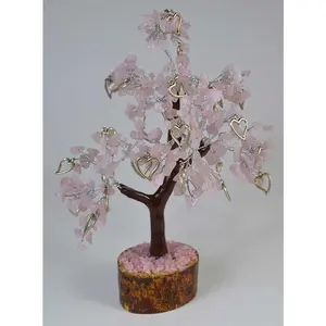 Rose Quartz W Hearts gemstone tree (300 beads)