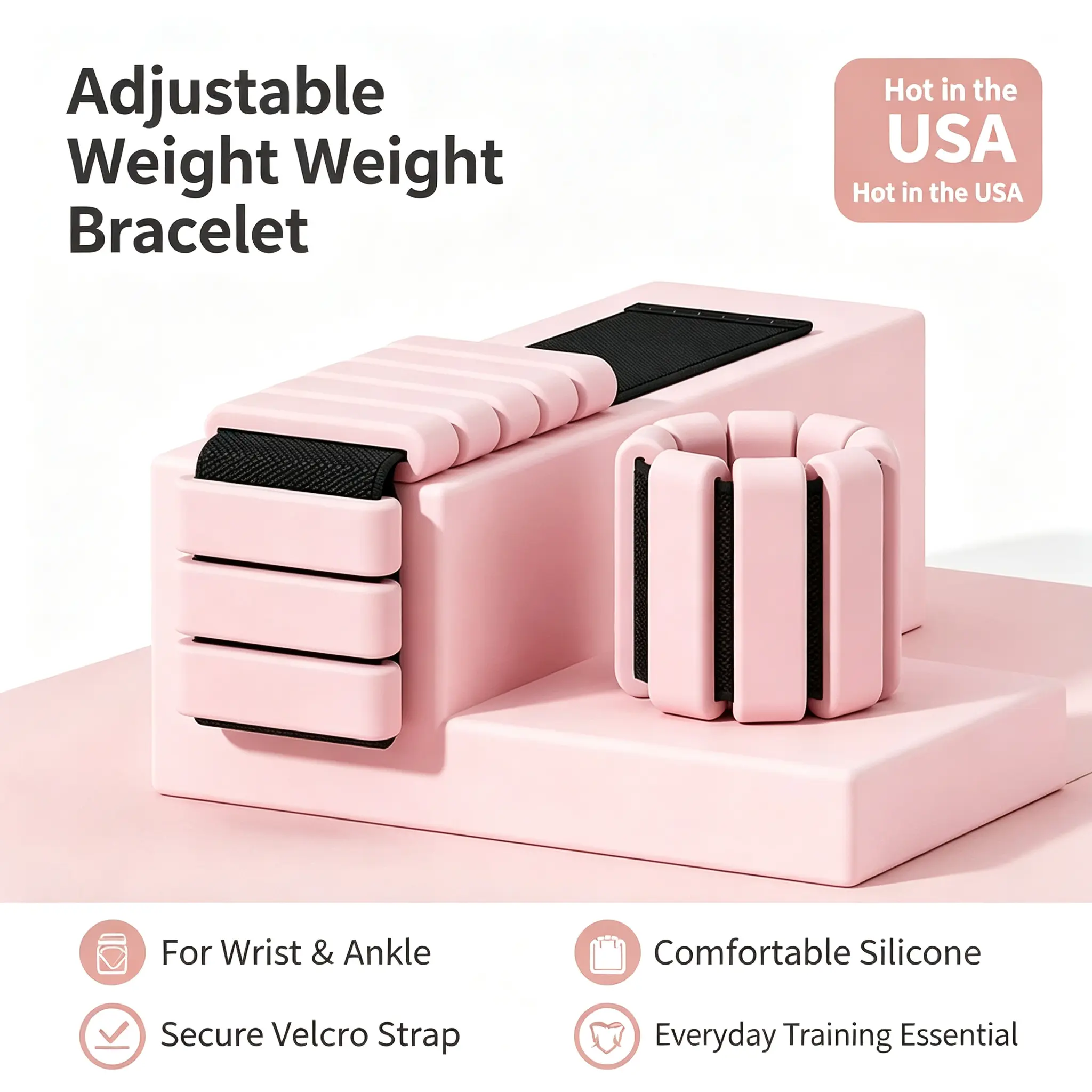 Adjustable Silicone Wrist & Ankle Weights Bracelet, Detachable Weight Blocks, Wearable Weighted Bands for Yoga Pilates Running Home Workout Fitness Training
