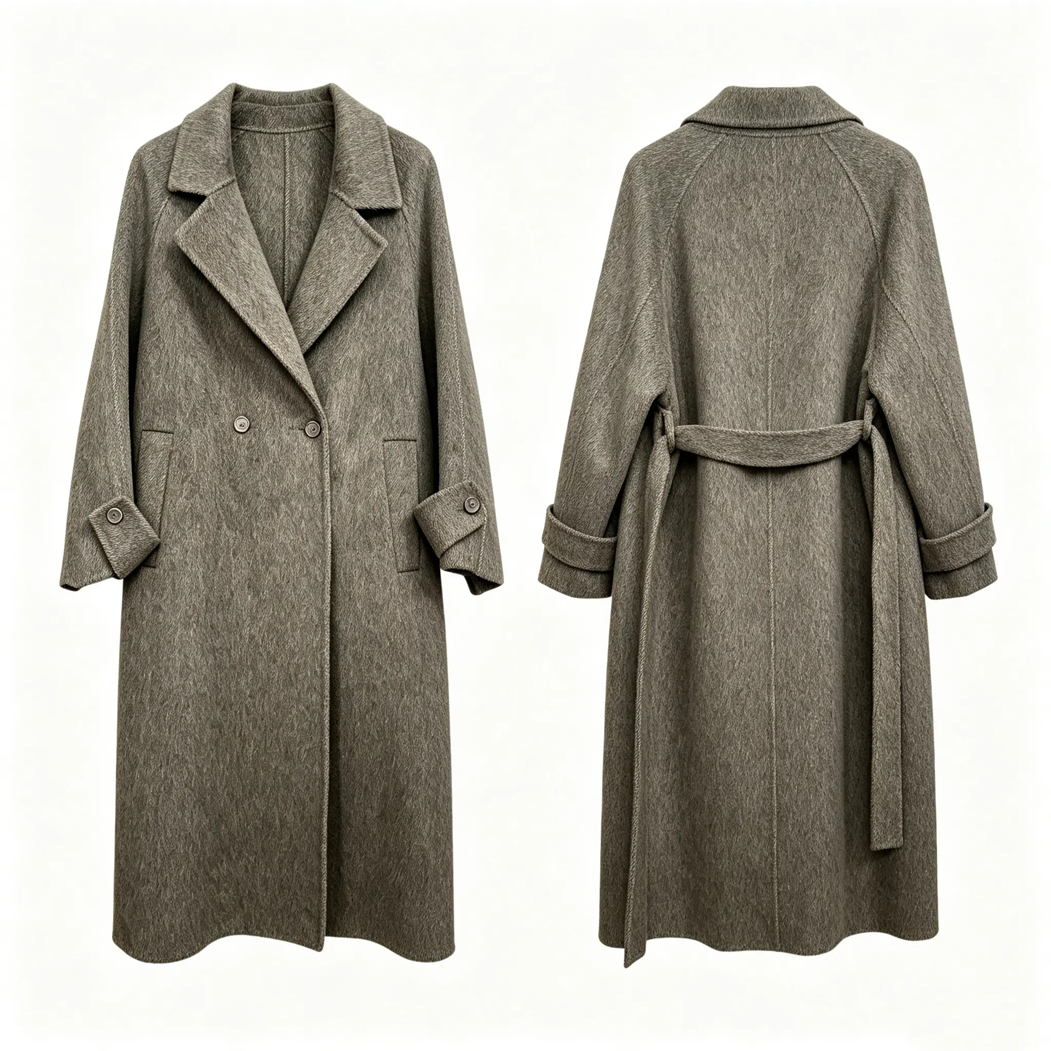 【CC2620】Women's Custom 100% Extra Fine Pure Wool Long Sleeve Coat - Peak Lapel, Double Breasted, Belted Wrap Design, Solid Plain Cold Weather Jackets & Overcoat Blazer Outerwear, Basic, Tailored Look, Tops, Longsleeves Womenswear Fitted Casual Minimalist