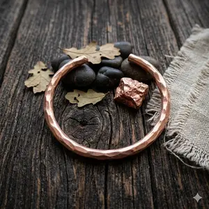 Hammered Solid Pure Copper Cuff Copper Arthritis Therapy Adjustable Bracelet