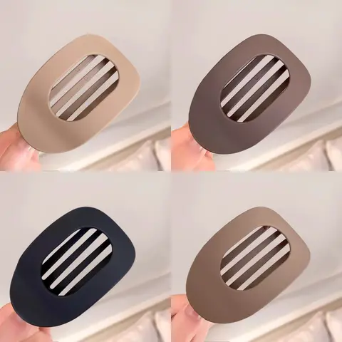Female 4-Piece Solid Color Flat Graphic Hair Accessories Kit - Wide Creaseless Claw Clips, Strong-Hold Acrylic Barrettes, Basic Casual Use for Daily Elegance Ponytails