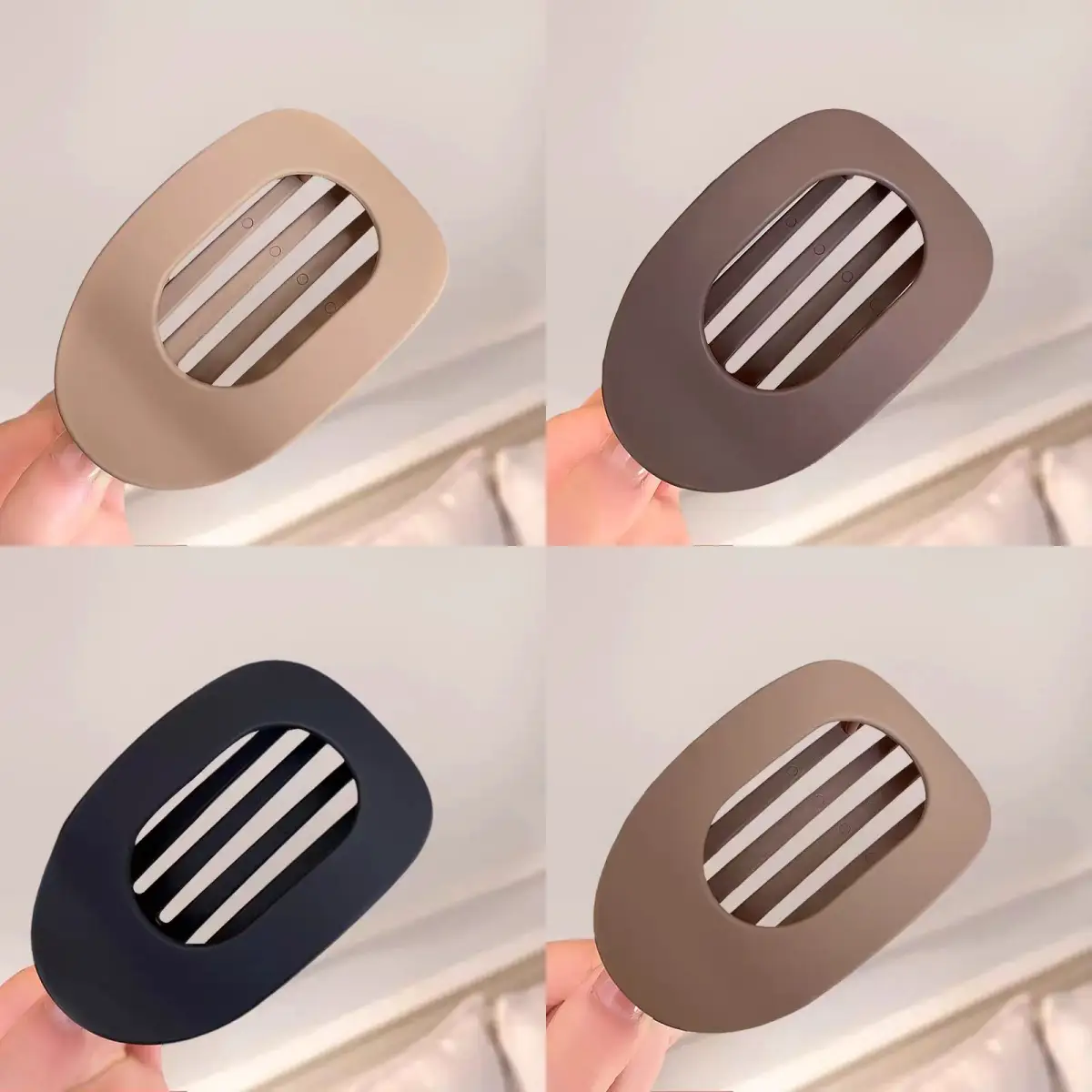 4pcs Solid Color Flat Hair Clips Set-Minimalist Acrylic Barrettes for Women,Strong Hold Claw Clips for Thick or Thin Hair | Elegant, No-Crease, Daily