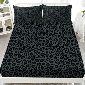 3pcs Leopard Print Fitted Sheet Set, Soft Comfortable Bedding, 2D Flat Printing, Ideal for Home Bedroom, All Seasons, Gift Idea