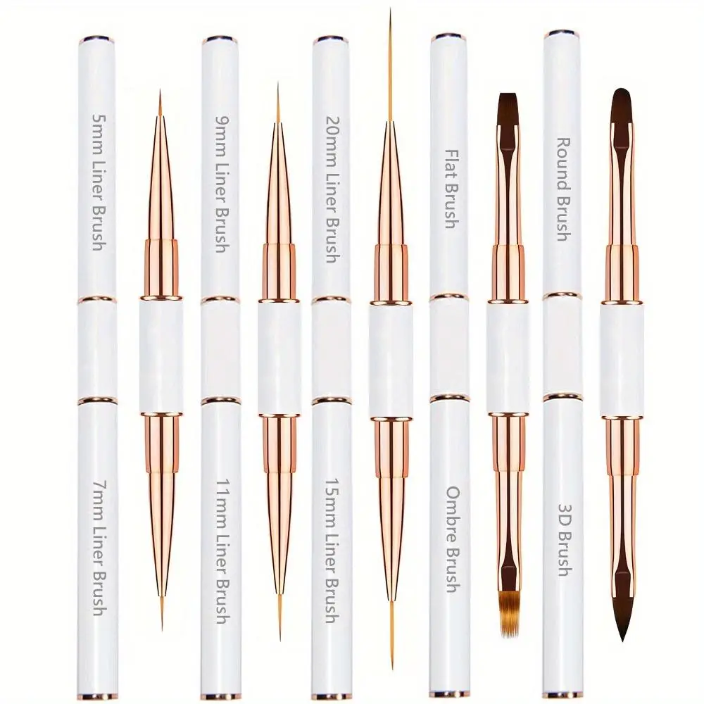 Double Ended Nail Art Brush Set, 5 Counts Nail Design Pen, Nail Brushes for Gel Nail Polish, Manicure Brush, Liner Brushes For Nails, Nail Art Tool, Diy Manicure