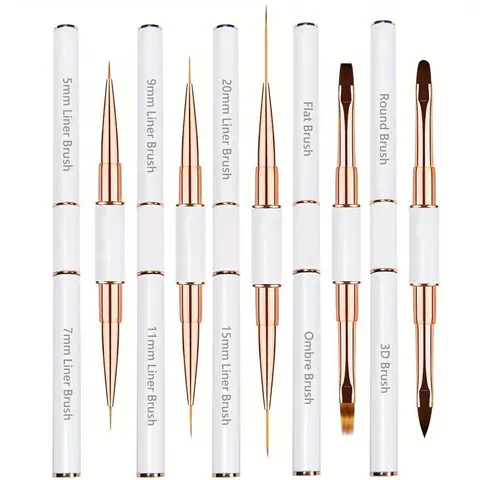Double-Ended Nail Art Brush Set, 5 Counts, Nail Design Pen for Gel Polish, Liner Brushes, DIY Manicure Tool, Nail Supplies
