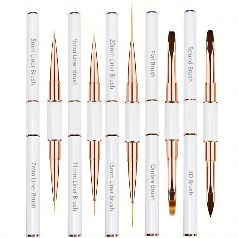 Double-Ended Nail Art Brush Set, 5 Counts, Nail Design Pen for Gel Polish, Liner Brushes, DIY Manicure Tool, Nail Supplies