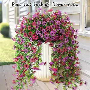 6-Pack Outdoor Artificial Hanging Six Ear Orchid Flowers, Artificial Flower Plant, Fake Hanging Plants, Bright Long-Lasting Colors, Indoor & Outdoor Decoration, Perfect for Gardens & Window Sills