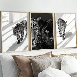 Optional Wooden Frame Black White Leopard Lip Pants Minimalist Abstract Male Living Room Bedroom Canvas Wall Art