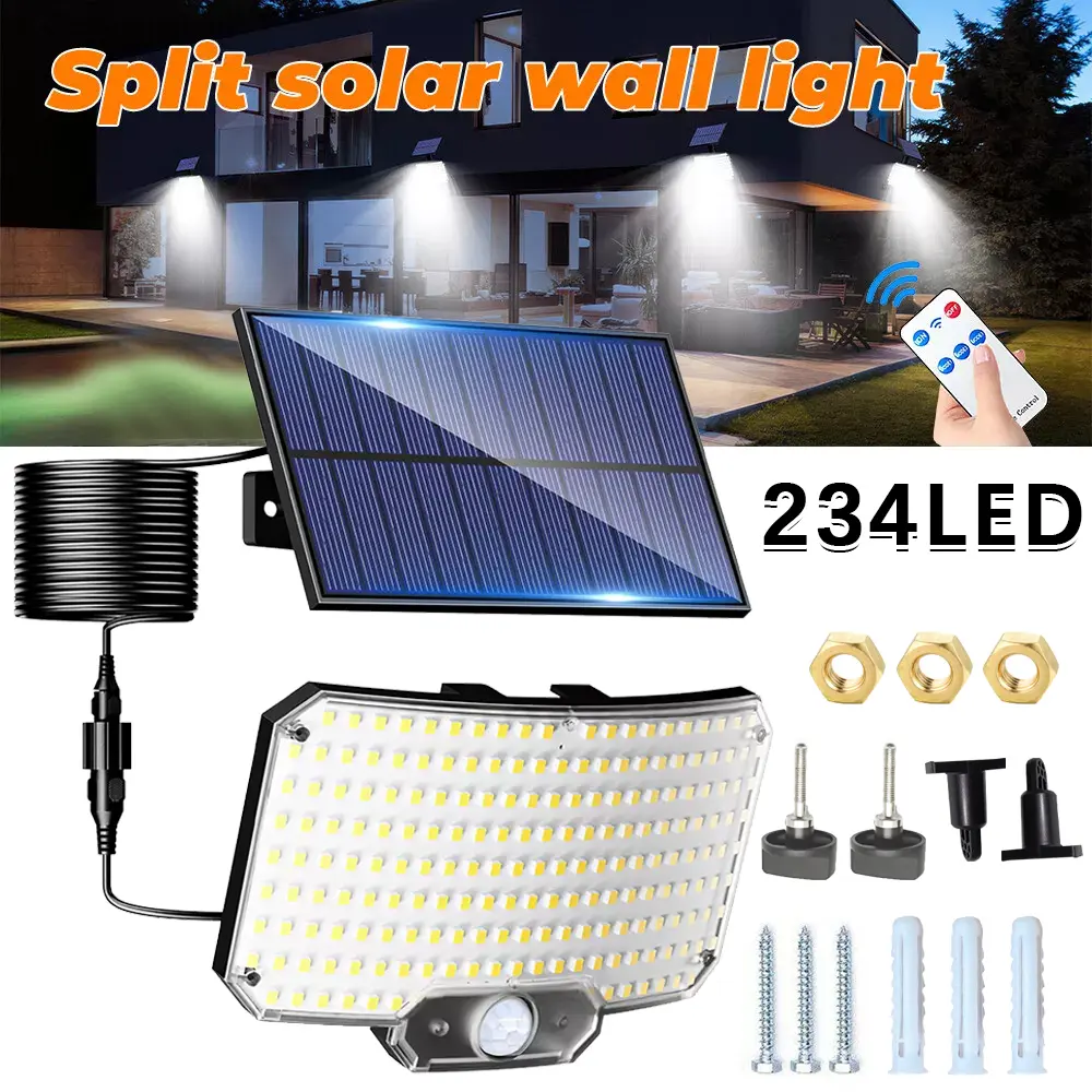4 Pack Solar Outdoor Flood Lights, Motion Sensor Solar Security Light with Remote Control, IP65 Waterproof Solar Powered Lamp for Yard, Doorway, Garage Outdoor Lighting