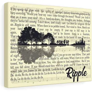 The Grateful Dead Ripple Lyrics Guitar For Fan Poster Print Canvas Wall Art, Painting Framed Canvas Gallery Wraps Depth 1.25 inches - Printed in the US