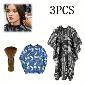 3Pcs Hair Cutting Set,Including Professional Hair Cutting Cape with Neck Duster Brush,Simple and Easy to Use,Easy to Clean,Large Size and Small Size Hair Cutting Wrap