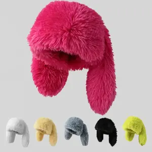 Cute Long Bunny Ear Plush Hat, Warm Ear Protection, Halloween Party Costume, Thickened Fisherman Cap, Fashion Street Accessory, Funny Bunny Hat