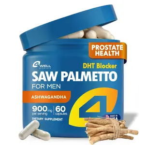 4Well Saw Palmetto for Men 900mg - High-Dose Natural Dietary Health Blend with Ashwagandha to Support Prostate and Urinary Function & Promote Hair Growth - Edible Organic Healthcare Supplement for Men