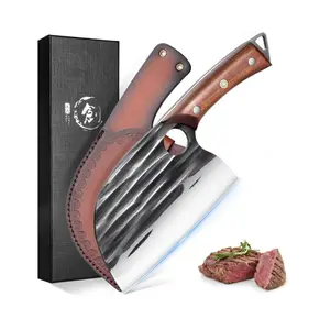 ROCOCO Chef Knife Butcher, Cleaver Knife with Sheath, Perfect for Kitchen, Outdoor, BBQ and Camping, Idea Gift for Birthday, Father, Mother and Christmas
