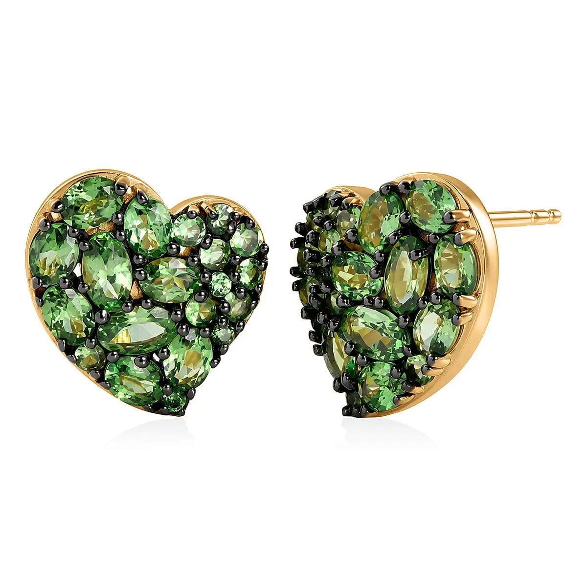 D'Joy Premium Tsavorite Garnet Earrings in 18K Vermeil YG Over Sterling Silver 4.35 ctw