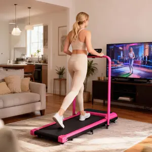 [New Arrival] Electric Folding Silent Incline Treadmill with Armrests – Supports up to 265 lbs, Wide Running Belt, Dual Shock Absorption, Remote Control and Movable Wheels for Easy Mobility - Includes Free Resistance Bands and Remote Control