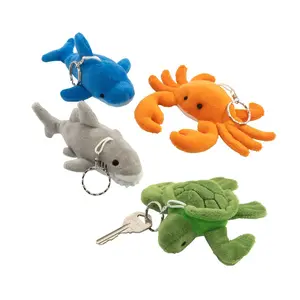4 3/4" Mini Sea Animals Stuffed Characters Keychain Assortment - 12 Pc.