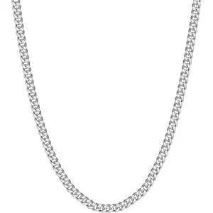 Reoxvo Mnes Gifts Cuban Link Chain for Men Stainless Steel Mens Necklaces 5mm Neck Chains Accessories Jewelry for Men 18/20/22/24/30 Inch