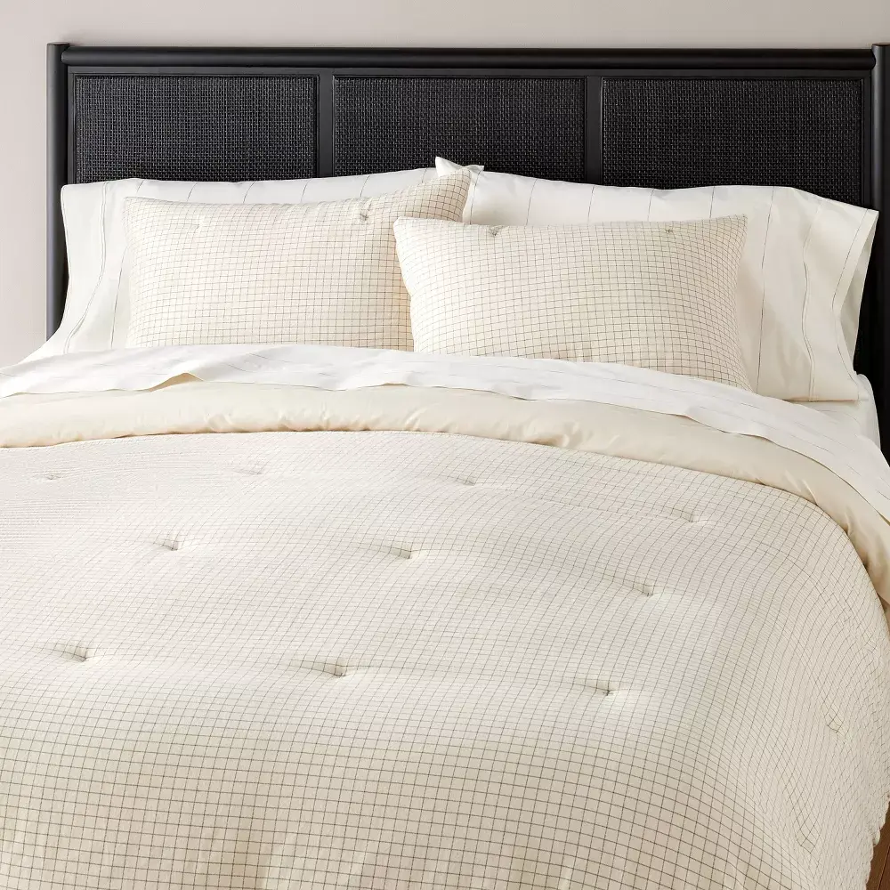3pc Mini Grid Stitch Comforter Bedding Set Railroad - Hearth & Hand with Magnolia