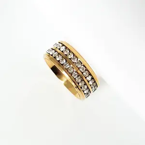 DOUBLE BAND BLING RING GOLD