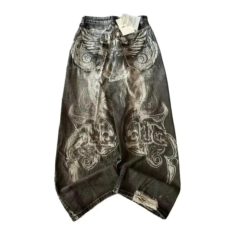 Streetwear New Fashion Oversized Print Baggy Jeans Women Y2K Harajuku Hip Hop Vintage Gothic High Waist Wide-leg Pants Trousers