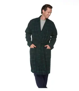 Men's Plaid Flannel Robe - Soft Warm Cotton Bathrobe, Cozy Winter Loungewear & Sleepwear