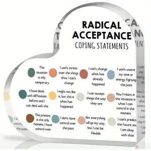 Dbt Skills Therapy Office Decor, Radical Acceptance Coping Statements Acrylic Plaque Sign, Counseling Tool for Mental Health Professionals