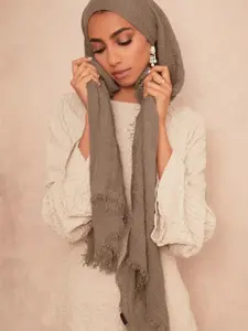 Women's Elegant Solid Color Scarf Set, Fashionable Wrinkle Design Shawl, Breathable Sun Protection Hijab, Perfect for Daily Wear & Dates, Turban Hijab