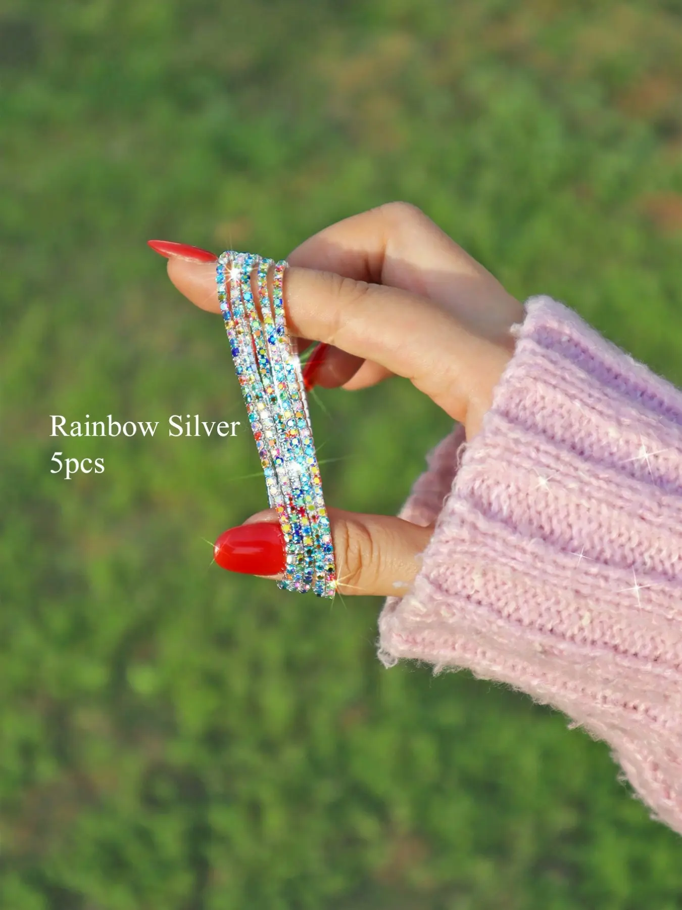 Vacation Style Summer Bracelets Set, Y2K Colorful Rhinestone Stretch Bangle, Festival Party Bling Jewelry, Wedding Season Accessories, Multilayered Bangles