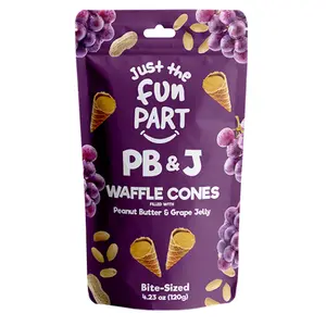 Just The Fun Part PB&J Waffle Cones Filled With Peanut Butter & Grape Jelly Snack Chocolate Dessert Bite