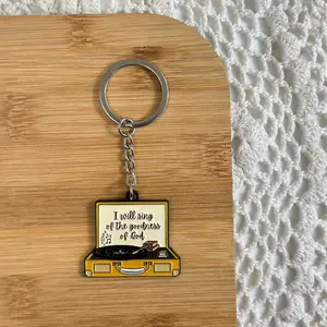 Record Player Enamel Keychain