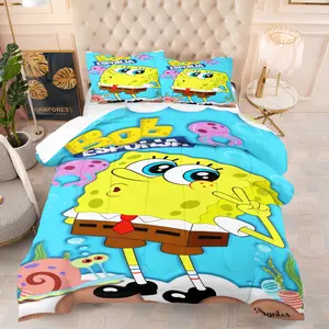 SpongeBob SquarePants Printed Pattern Quilt, Includes 1 Quilt and 1 or 2 Non Core Pillowcases, Suitable for Home or Dormitory Decoration, Perfect as a Gift