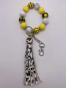 Beaded Keychain with 4" Tassel and Lobster Clasp