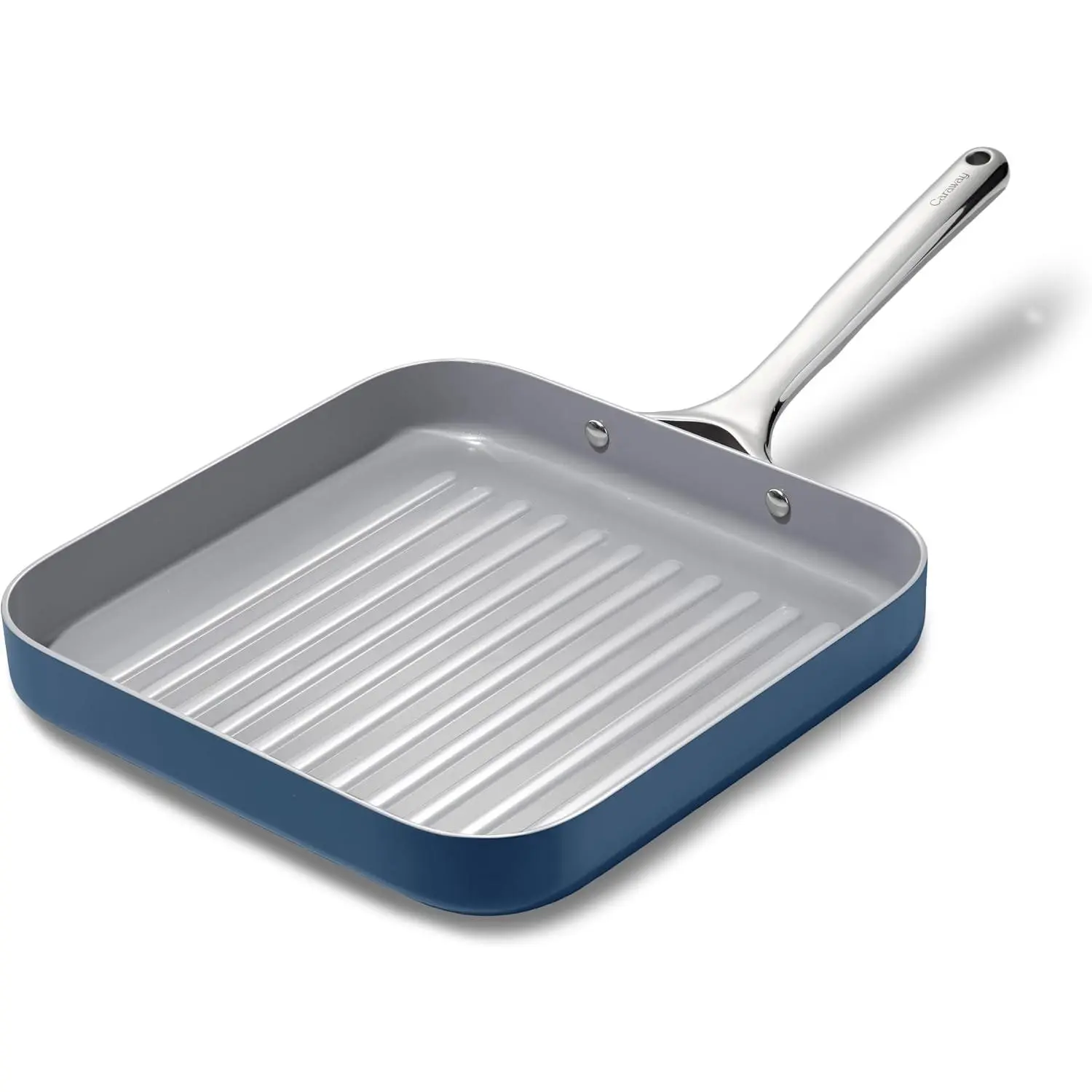 Caraway 11" Non-Stick Square Ceramic Grill Pan - Non-Toxic, PTFE & PFOA Free, Oven Safe, Compatible with All Stovetops, Navy Kitchen Grill Grate